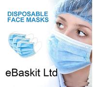 Fesjoy 10Pcs Disposable Face M-as-k 3 Layers M-as-k Non-woven Disposable Anti-dust Safe Breathable M-as-ks Blue