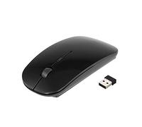 Fesjoy 2.4G Wireless Mouse Portable Ultra Thin Mute Mouse 4 Buttons Wireless Optical Mouse 1600DPI Compatible with Desktop Computer Laptop Black
