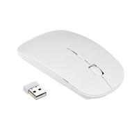 Fesjoy 2.4G Wireless Mouse Portable Ultra Thin Mute Mouse 4 Buttons Wireless Optical Mouse 1600DPI Compatible with Desktop Computer Laptop White