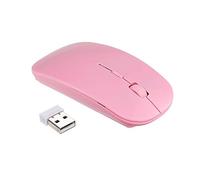 Fesjoy 2.4G Wireless Mouse Portable Ultra-Thin Mute Mouse 4 Buttons Wireless Optical Mouse 1600DPI Compatible with Desktop Computer Laptop Black Pink
