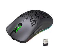Fesjoy 2.4G Wireless Mouse, T66 RGB 2.4G Wireless Gaming Mouse RGB Lighting Charging Mouse with Adjustable DPI Ergonomic Design for Desktop Laptop Black
