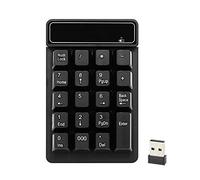 fesjoy 2.4G Wireless Numeric Keypad Mechanical Feel Number Pad Keyboard 19 Keys w/USB Receiver Water-proof for Laptop Desktop PC Notebook Black