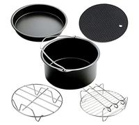 Fesjoy Air Fryer Accessory Kit Versatile 10Pcs Set Pizza Tray Metal Holder Bread Bracket Cupcake Mould for 3.2QT-5.8QT Air Fryer Cooking Enthusiasts (7in)