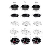 Fesjoy Air Fryer Accessory Kit Versatile 10Pcs Set Pizza Tray Metal Holder Bread Bracket Cupcake Mould for 3.2QT-5.8QT Air Fryer Cooking Enthusiasts (6in)