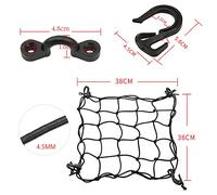 Fesjoy Canoe Luggage Netting with Hooks Bungee Net- Small Mesh Holes, 4.5mm Bungee, for Paddle Board Storage, Motorbike Helmet Net, Black