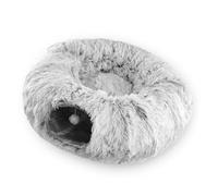 Fesjoy Cat Tunnel Bed Winter Warm Foldable Plush Cat Cave for Indoor - Multifunctional Tunnel Toy for Lovers Grey/Colourful (Grey)