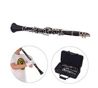 Fesjoy Clarinet Bb Flat 17-Key with Padded Case Gloves Cleaning Cloth Mini Reed Case for Beginners and Clarinet Enthusiasts (Black)