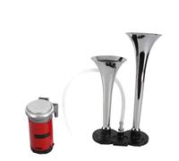 Fesjoy Dual Trumpet Air Horn, Effective Sound Signal | Solid zinc body, Vibrant chrome finish, Simple installation, Perfect for vehicles and boats