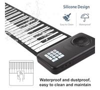 Fesjoy Environmental Silicone Electric Piano Keyboard Portable 88 Key Foldable Handroll Piano for Home Practice with 5 Demo Songs (White, 988g)