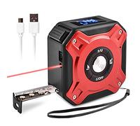 Fesjoy Handheld Electronic Rangefinder Tape Measure with Self-Calibration, USB Rechargeable 131.2Ft Infrared Measure 16.5Ft Tape - Red + Black ABS (red&black)