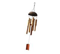 Fesjoy Handmade Country Style Bamboo Wind Chime Relaxing Meditation Music Therapy Eco-friendly Outdoor Decor (Natural bamboo)