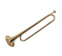 Fesjoy High-Quality Gold-Plated Brass B Flat Bugle Call Trumpet with Mouthpiece for School Band Cavalry, Durable Bugle Instrument Ideal for Military Orchestra, 1 + 1 Mouthpiece
