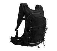 Fesjoy Hydration Backpack with Night Reflective Strip, Survival Whistle, D Buckle for Outdoor Cycling, Hiking, Nylon Material (Black)