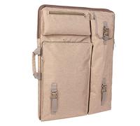Fesjoy Large Art Supplies Bag for 4K Drawing (Khaki) | Wear-resistant canvas, adjustable strap buckle, spacious pocket for art items