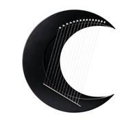 Fesjoy Lyre Harp Mini Lyre Portable Travel Crescent Moon 8 String G Key Solid Wood Maple Wood Elm Rich Warm Tone with Tuning Wrench Spare String for Beginners (Black & 15 Strings)