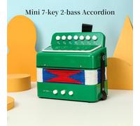 Fesjoy Mini Accordion Portable Button Accordion ABS Material 7-Key 2-Bass Instrument for Beginners Lightweight Musical Christmas Performance Stage (Green)