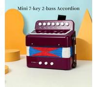 Fesjoy Mini Accordion Portable Button Accordion ABS Material 7-Key 2-Bass Instrument for Beginners Lightweight Musical Christmas Performance Stage (Purple)