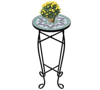 Fesjoy Mosaic Side Table Plant Table Terracotta Garden Planter Furniture Green White