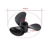 Fesjoy RC Boat Propeller 1.4inch Black Pair, Plastic 3 Blades Set Accessory, Lightweight, Sturdy for Long Time Use, Easy to Install, Strong Thrust with Safe Operation