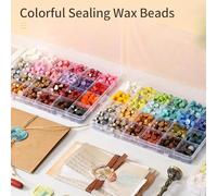 Fesjoy Sealing Wax Beads Set Colorful with Storage Box for Wax Seal Stamp Envelopes Wedding Invitations 600 Pieces (Colorful Macarone(About 600pcs))