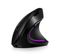 Fesjoy Vertical Mouse, 2.4G BT Wireless Vertical Mouse Dual-Mode Rechargeable Mouse Streamer RGB 3 Levels Adjustable DPI