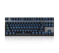 Fesjoy Wired/Wireless Dual Mode 87 Keys Blue Switch Mechanical Keyboard 2.4G Wireless Gaming Keyboard with Backlight Built-in Battery Aluminum Alloy Plate Black & Blue Switch