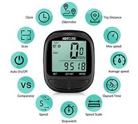 Fesjoy Wireless Bike Computer LED Display Speedometer Odometer Stopwatch Cycle Accessory, Portable Black 1 Piece for Outdoor Enthusiasts