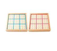 Fesjoy Wooden Sudoku Game Set with Drawer Double-sided Tiles Math Brain Teaser Toy Strengthen Analytical Logical Skills 100 Questions for Beginners Eco-friendly Beech Material for Family Time (Blue)