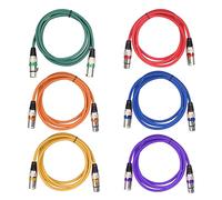 Fesjoy XLR Cables Pack of 6 1.5M/5ft XLR Cable for Microphone Spotlight Par Light