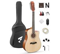 Fesley 12 String Guitar, 42" Full Size Acoustic Electric Guitars for Beginners Adults, Spruce Top Guitarra Acustica, Cutaway Guitar Bundle with Gig Bag, Picks, Strings, Strap, Natural