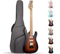 Fesley 39" Electric Guitar, Full Size Solid Body Electric Guitars For Beginner, ST Style, Maple Neck/Fretboard, Electric Guitar Kit With HSS Pickup Coil Split, Gig Bag, Matte, Sunset
