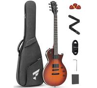 Fesley 39" LP Electric Guitar Kit,Full Size Solid Body Electric Guitars for Beginners with Humbucker Pickups,Poplar Body,Mahogany Neck,22 Frets,6 String Guitar with Gig Bag,Cable,FLP350,Matte,Sunburst