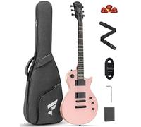 Fesley 39" LP Electric Guitar Kit, Full Size Solid Body Electric Guitars for Beginners with Humbucker Pickups, Poplar Body, Mahogany Neck,22 Frets,6 String Guitar with Gig Bag,Cable,FLP350,Matte,Pink