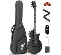 Fesley 39" LP Electric Guitar Kit, Full Size Solid Body Electric Guitars for Beginners with Humbucker Pickups, Poplar Body, Mahogany Neck,22 Frets,6 String Guitar with Gig Bag,Cable,FLP350,Matte,Black