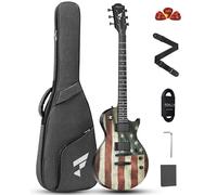 Fesley 39" LP Electric Guitar Kit: Full Size Solid Body Electric Guitars for Beginners with Humbucker Pickups,Poplar Body,Mahogany Neck,22 Frets,6 String Guitar with Gig Bag, FLP400,Matte,US Flag