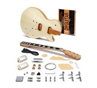 Fesley DIY LP Style Electric Guitar with Mahogany Body/Neck, 6 Strings, Techwood Fingerboard, H-H Pickups, Flamed Maple Veneer, Build Your Own Guitar Kit, Natural