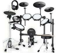 Fesley Electric Drum Set, Electronic Drum Set with 4 Silent Mesh Drum Pads, HiHat Independent Adult Drum Set and Full Size Kick Drum
