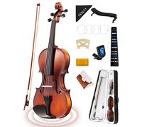 Fesley Violin 4/4 Full Set, Matt Fiddle Violins for Beginners with Hard Case, Solidwood Violin Starter Kit with Bow, Rosin, Shoulder rest, Tuner, Extra Strings, Cleaning Cloth, Finger Guide
