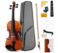 Fesley Violin Fiddle Beginner Set: 3/4 Matt Violin Kit for Student, Acoustic Violin with Hard Case, Solidwood Hand Made Violin Starter Kit with Violin Bow, Rosin, Shoulder Rest, Tuner, Extra Strings