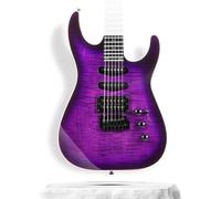 Fesley X 39 Inch Solid Body Electric Guitar - Bone Nut Electric Guitar Kit, 6 String Full Size Guitars with 24 Frets, AAA Poplar Body Flame Maple