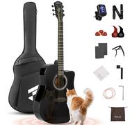 Fesley X Dreadnought Cutaway Acoustic Guitar: 41'' Full Size Acoustic Guitar Kit, Mahogany Wood Guitar For Beginner Adult, Acustica Guitarra with Gig Bag, Strap, Strings, Picks, Capos, Black