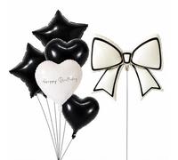 Fesnova Foil Balloon Set Bow with Fringe Tassels Lavender 2 Pieces Party Decoration (White)