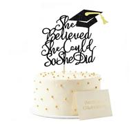 Fesnova Graduation Cake Topper with She Believed She Could So She Did with Graduation Cap Graduation Cake Topper 2026 for Girls Graduation 2026 Graduation Decoration 14.5cm x 22.5cm