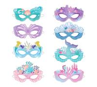 Fesnova Mermaid Masks Set, 16 Pieces, Glitter Party Masks, Underwater Theme, for Children's Birthday (16 Purple Mermaid Masks)