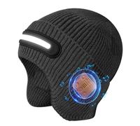 fesoklaf Bluetooth Beanie Hat Headphones with LED Light for Men Women Winter Warm Wireless Music Flashlight Beanie Outdoor Sports (UK, Alpha, One Size, Black)