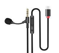 fesoklaf Boom Microphone Cable for Headphones USB C to 3.5mm Audio Cable with Dual Mics & in-Line Control Boom Mic Headset Replacement Cord 1.5M/4.9FT for Tablet Laptop Smartphone
