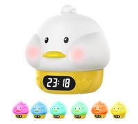 fesoklaf Cute Duck Alarm Clock, Digital Alarm Clock with Night Light, 6 Color Night Light Modes,Dual Alarms,Small Bedside Clock for Kids Teens Birthday Room Decor