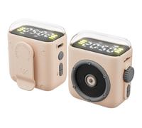 fesoklaf Magnetic Clip-on Mini Bluetooth Speaker, Small Portable Wireless Bluetooth Speaker with Loud Sound Clock Night Light Support TF Card for Home Office Outdoor Travel Camping Hiking (Beige)