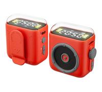 fesoklaf Magnetic Clip-on Mini Bluetooth Speaker, Small Portable Wireless Bluetooth Speaker with Loud Sound Clock Night Light Support TF Card for Home Office Outdoor Travel Camping Hiking (Red)