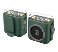 fesoklaf Magnetic Clip-on Mini Bluetooth Speaker, Small Portable Wireless Bluetooth Speaker with Loud Sound Clock Night Light Support TF Card for Home Office Outdoor Travel Camping Hiking (Green)